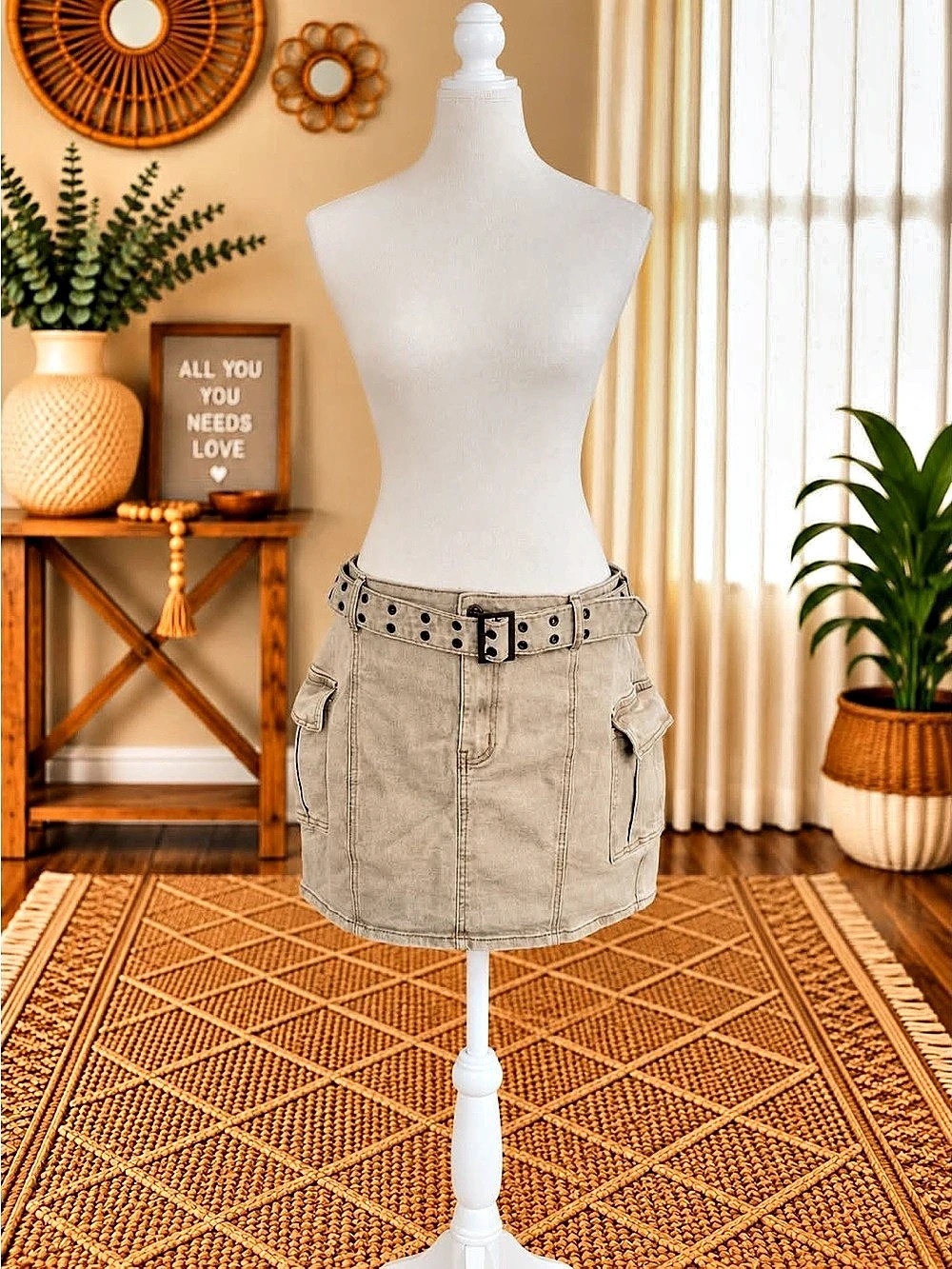 Cargo Mini Skirt in Beige Like New